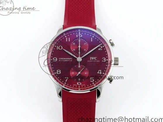 MIROTIME 0301 Reliable Portuguese Chrono IW3716 Z+F 1:1 Best Edition Red Dial on Red Rubber Strap A 7015